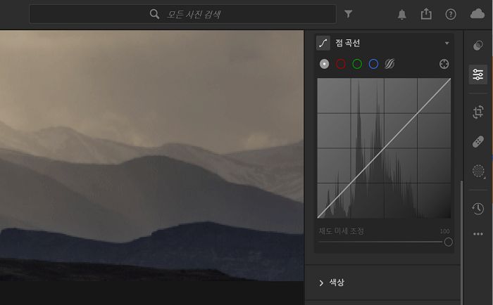 편집 패널의 점 곡선