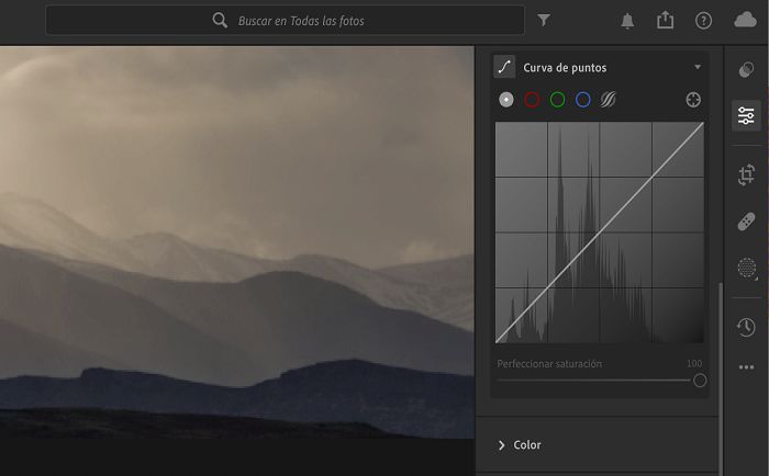 Curva de puntos en el panel Editar