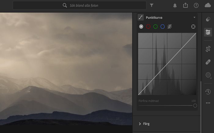 Punktkurva i panelen Redigera