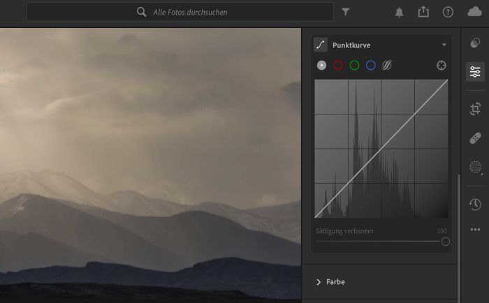 Punktkurve im Bedienfeld „Bearbeiten“