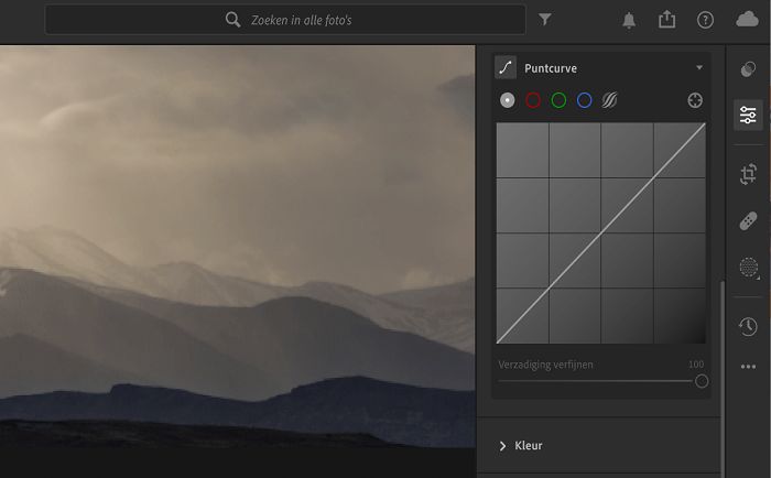 Puntcurve in het deelvenster Bewerken