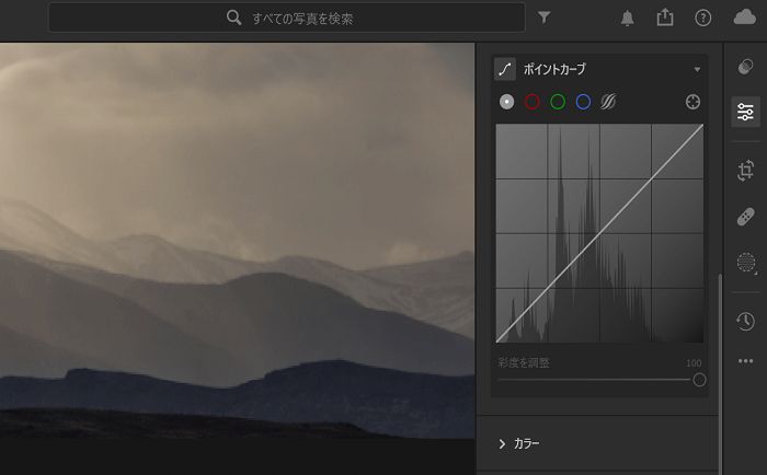 編集パネルのポイントカーブ