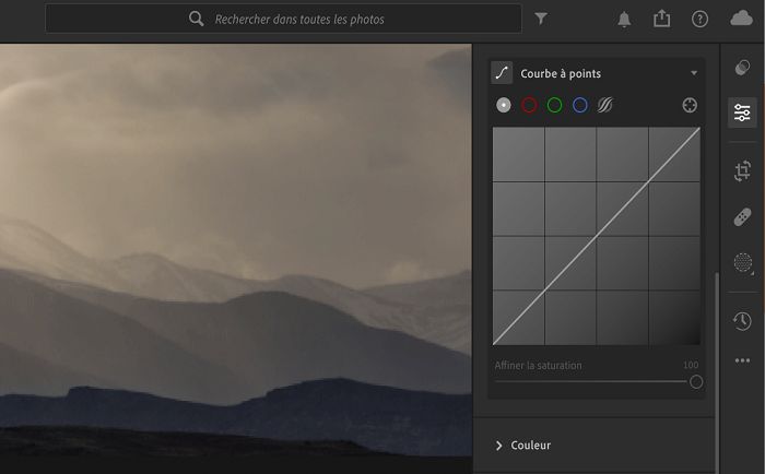 Courbe à points dans le panneau Modifications