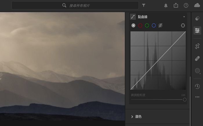 「編輯」面板中的「點曲線」
