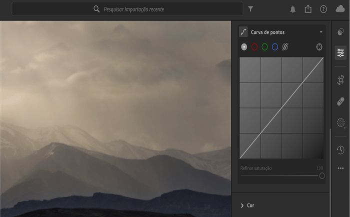 Curva de pontos no painel Editar