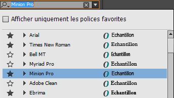 Liste déroulante des polices installées