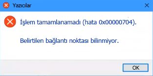 Belirtilen bağlantı noktası bilinmiyor