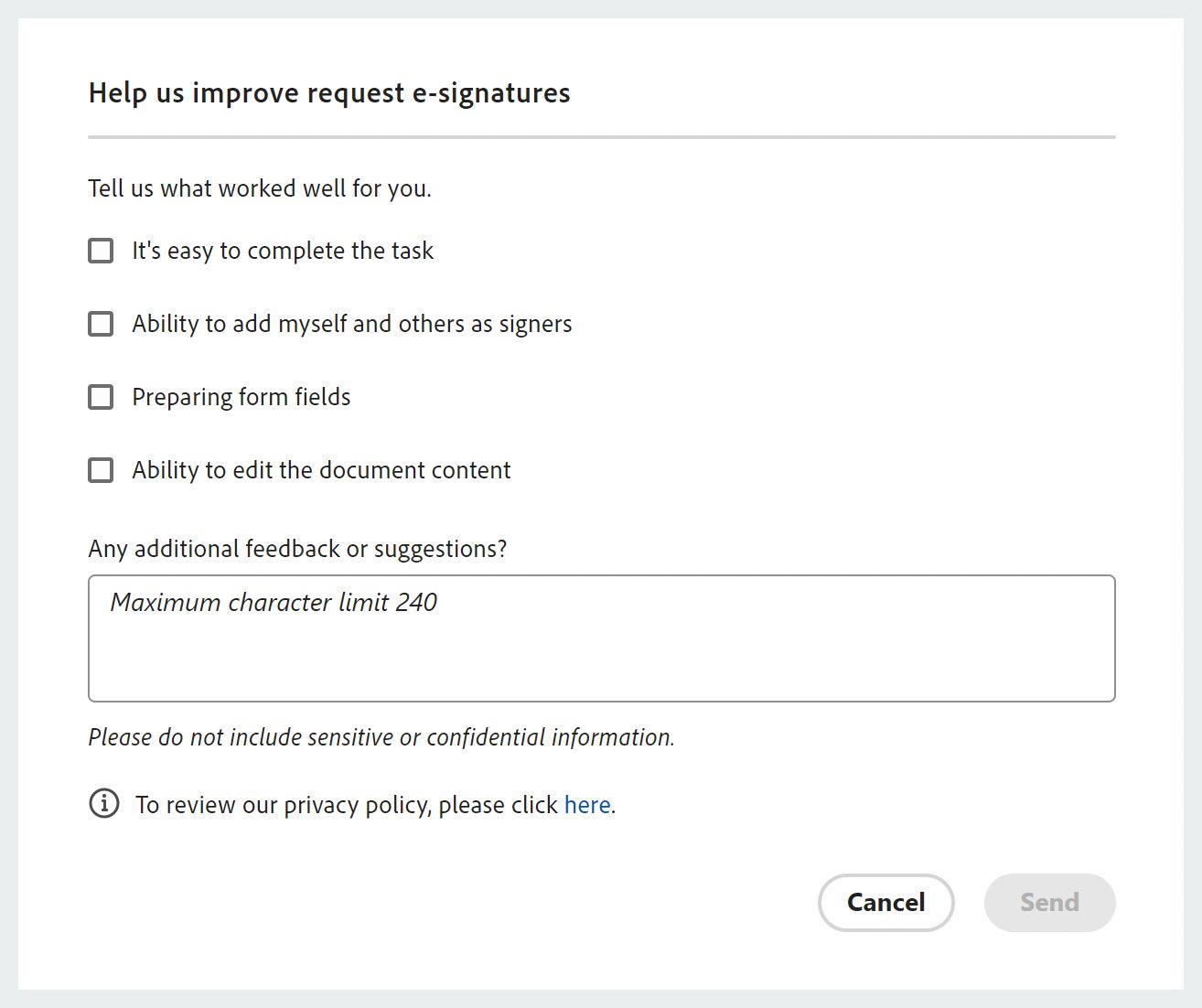 Commentaires positifs pour les demandes de signature