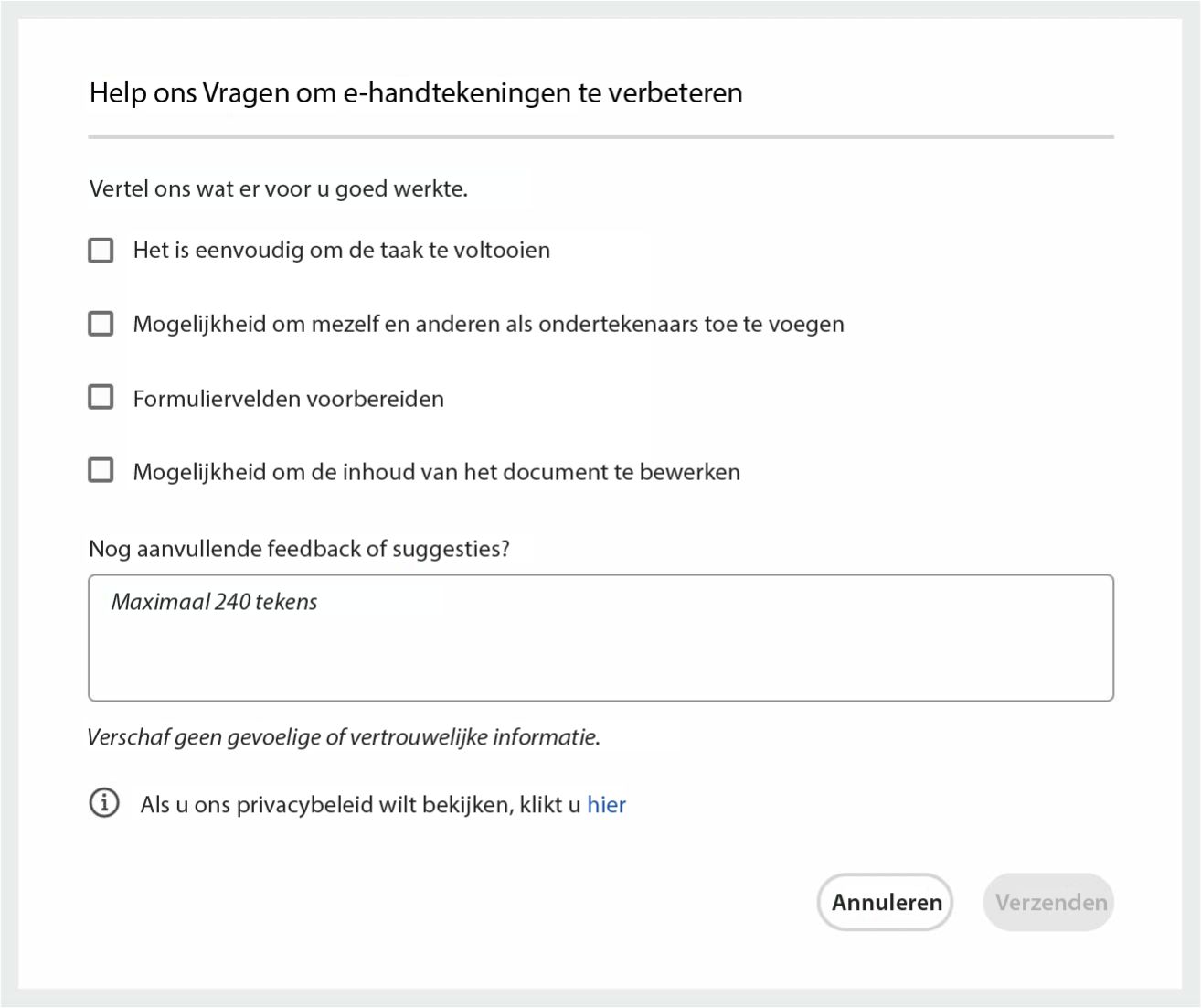 Positieve feedback over het aanvragen van handtekeningen
