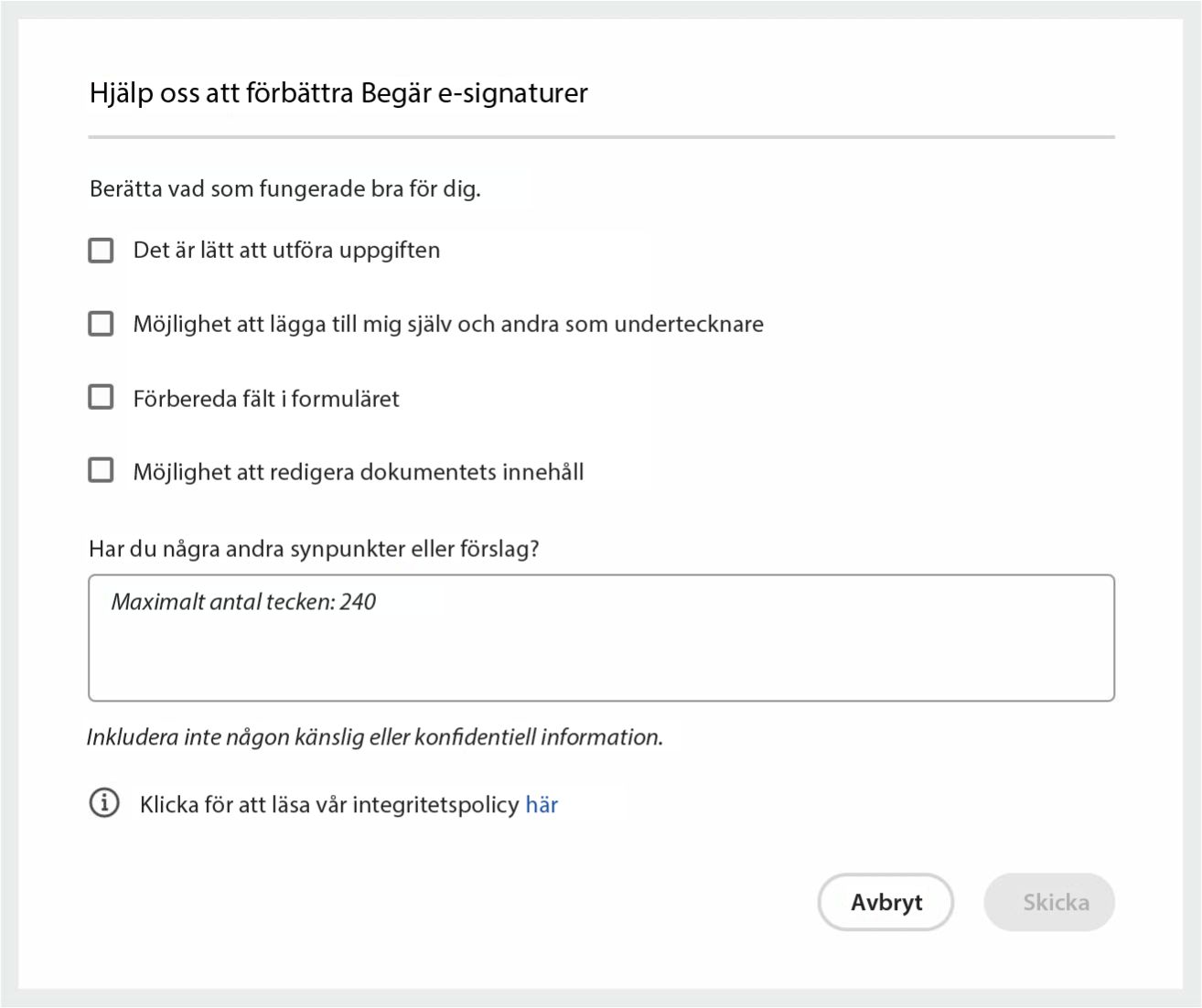 Positiv feedback för Begär signaturer