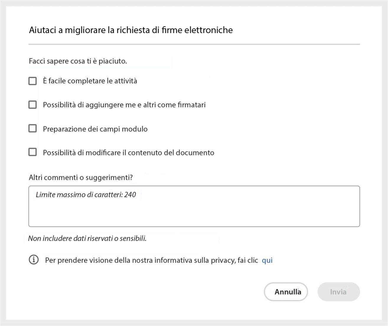 Feedback positivo sulla richiesta di firme