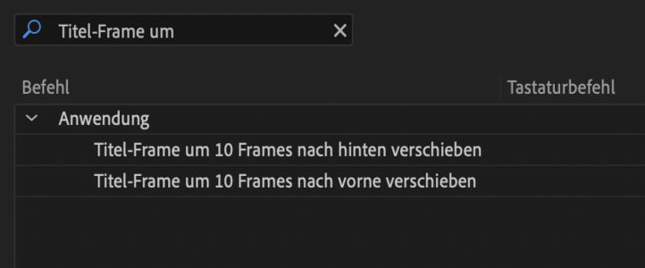 Tastaturbefehle zum Verschieben des Titel-Frames