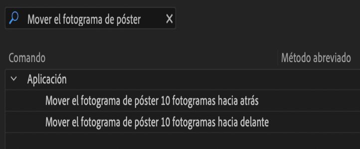 Métodos abreviados de teclado para mover el fotograma de póster