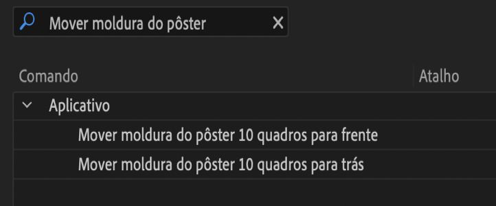 Atalhos de teclado para mover o quadro de pôster