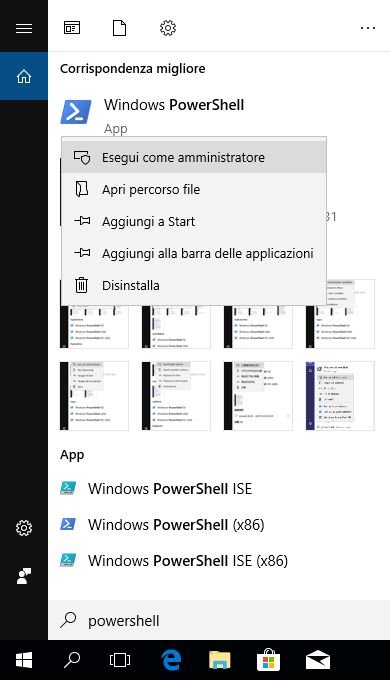 Apri Windows PowerShell come Admin