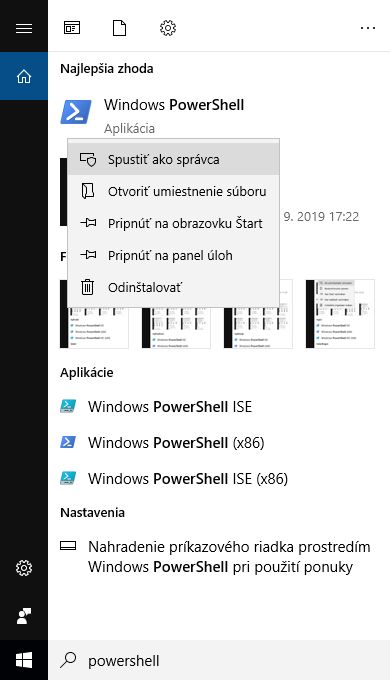 Otvorte Windows PowerShell ako správca