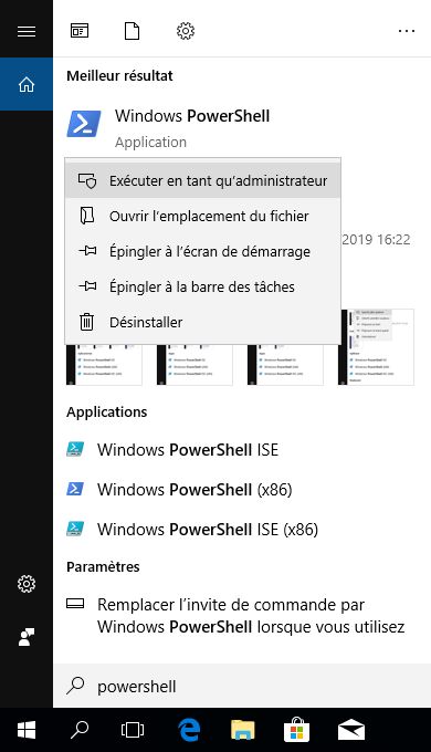 Ouvrez Windows PowerShell en tant qu’administrateur