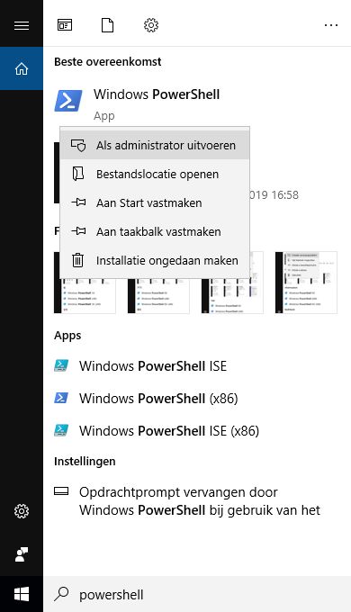 Windows PowerShell openen als beheerder