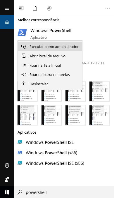 Abrir o Windows PowerShell como administrador