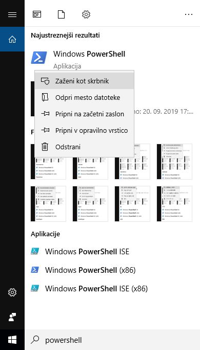 Odprite Windows PowerShell kot skrbnik
