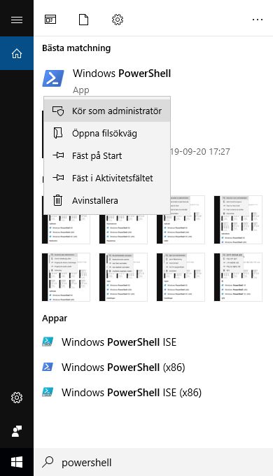 Öppna Windows PowerShell som administratör