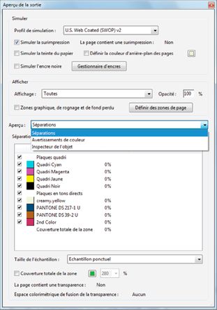 Boîte de dialogue Aperçu de la sortie 