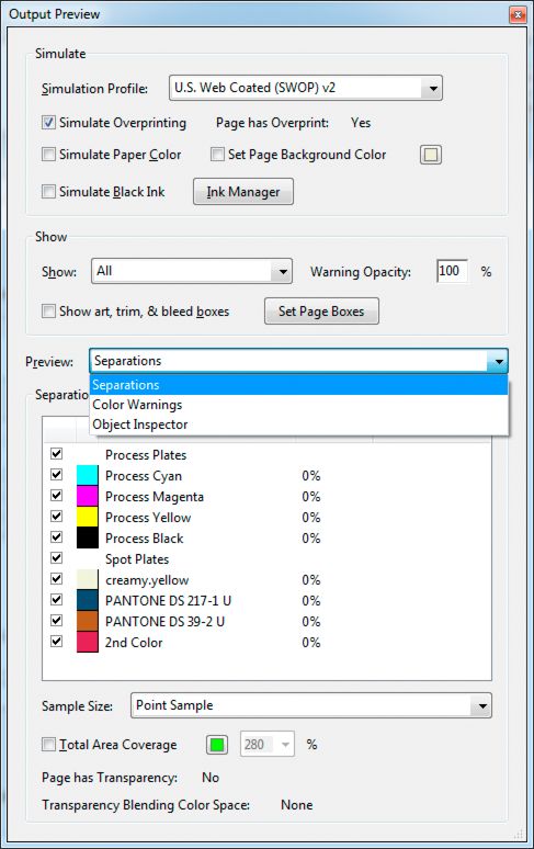 مربع حوار Output Preview 