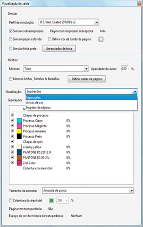 Caixa de diálogo Visualização de saída 