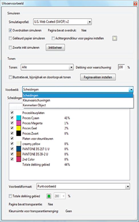 Dialoogvenster Uitvoervoorbeeld 