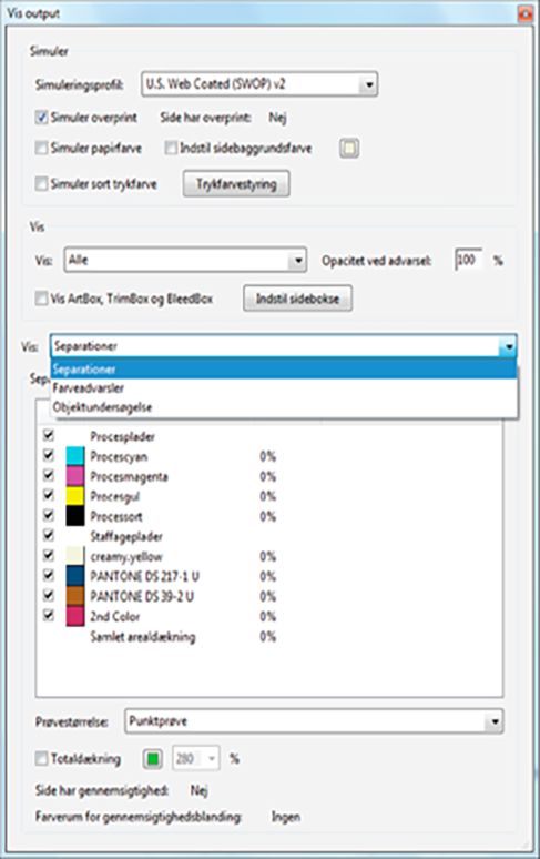 Dialogboksen Vis output 