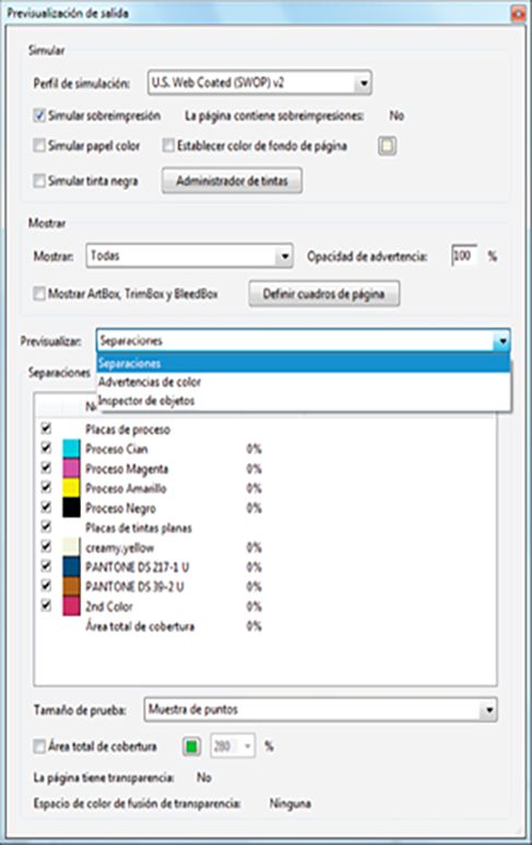 Cuadro de diálogo Previsualización de salida 