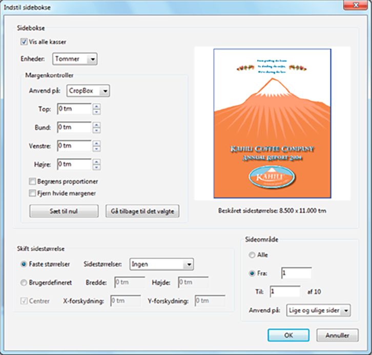 Dialogboksen Sidebokse