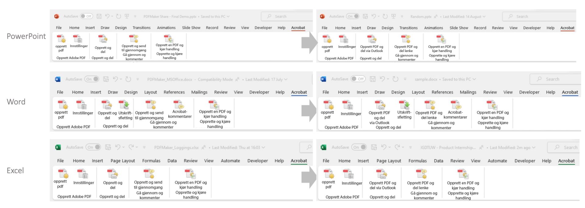 PDFMaker for Microsoft PowerPoint, Word og Excel