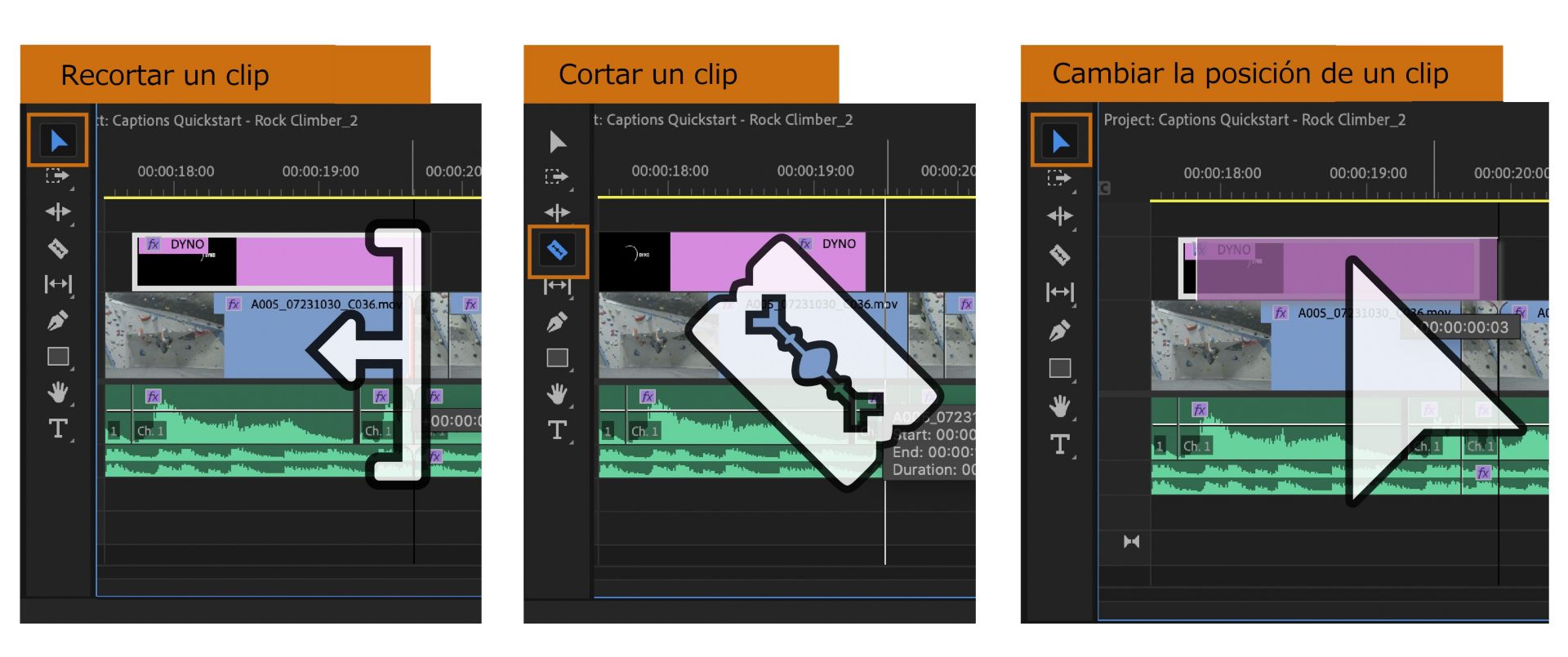 Conceptos básicos de la edición en la cronología en Premiere Pro