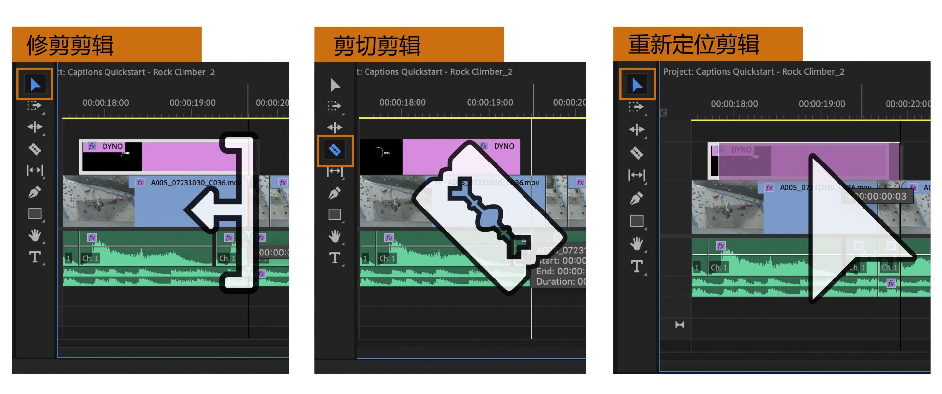 在 Premiere Pro 中的时间轴上进行编辑的基础知识