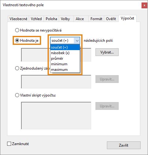 Předdefinované výpočty