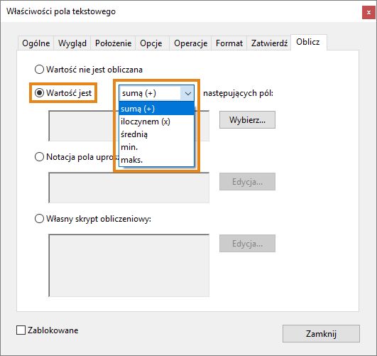 Wstępnie zdefiniowane obliczenia