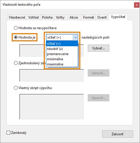 Predvolené výpočty