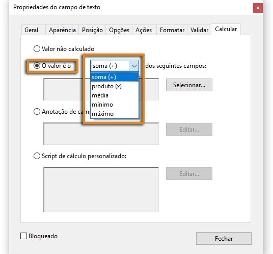 Cálculos predefinidos