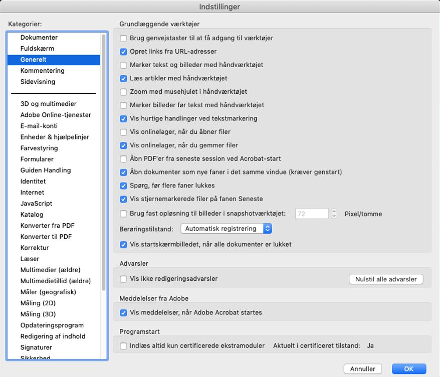 Nye Generelle indstillinger på macOS
