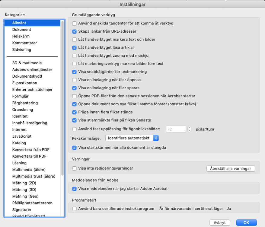 Nya allmänna inställningar på macOS