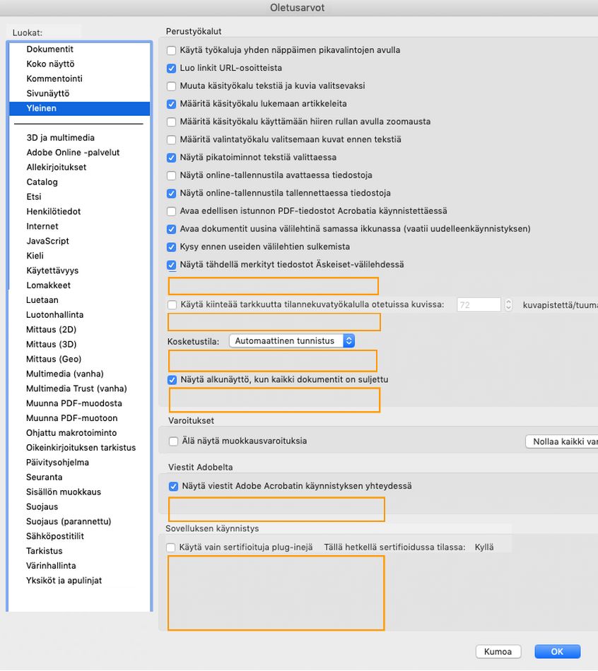 macOS:n Yleiset asetukset -valintaikkuna
