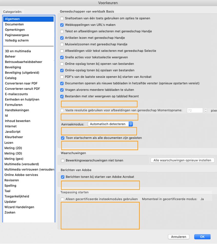 Het dialoogvenster Algemene voorkeuren in macOS