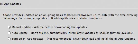 Voorkeuren voor in-app updates