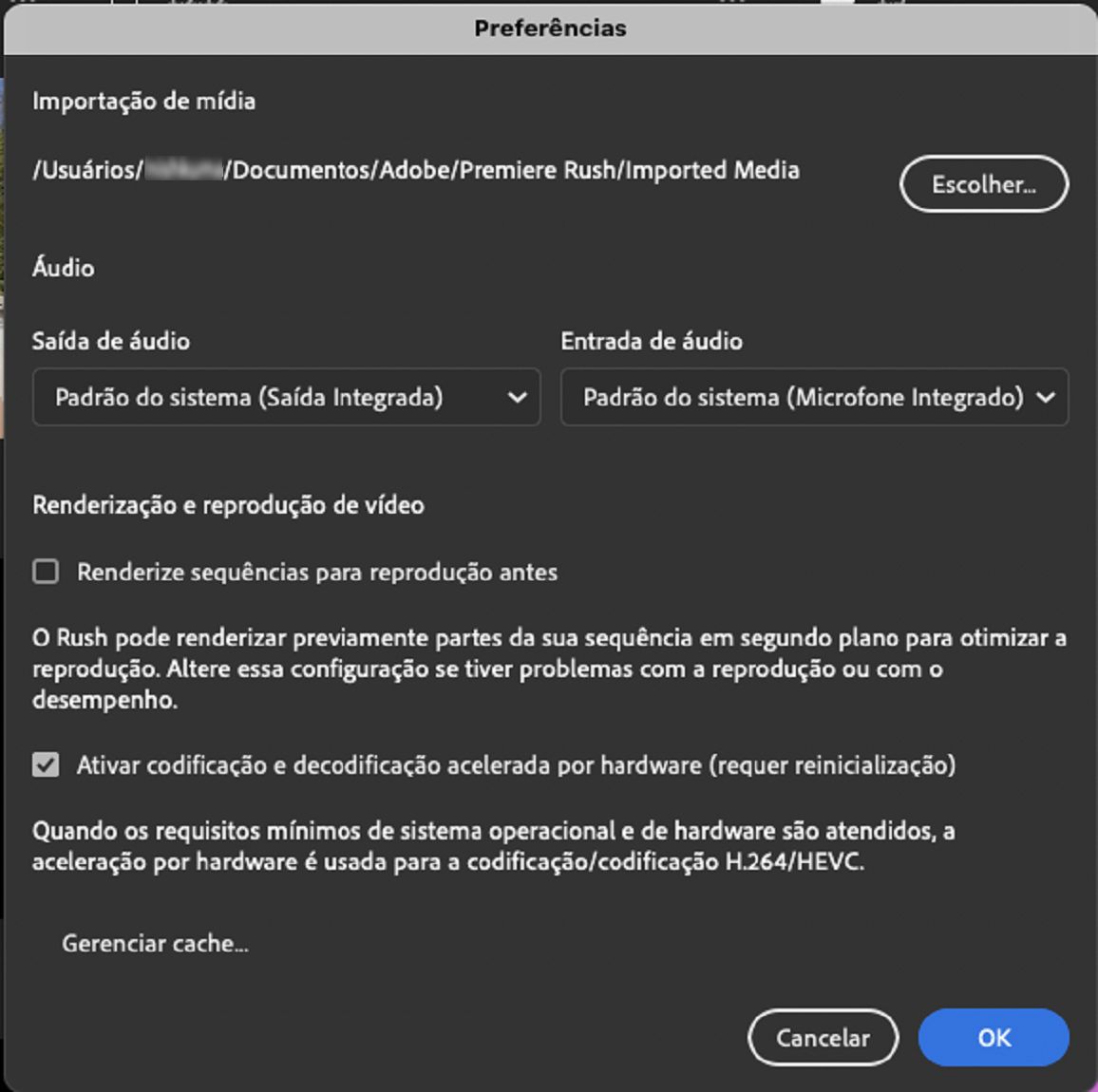 Definir preferências