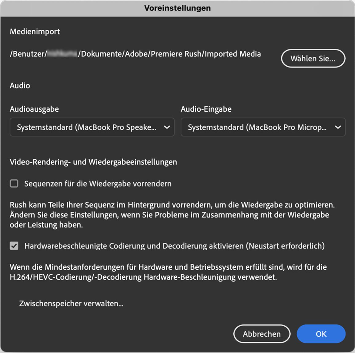 Festlegen von Voreinstellungen