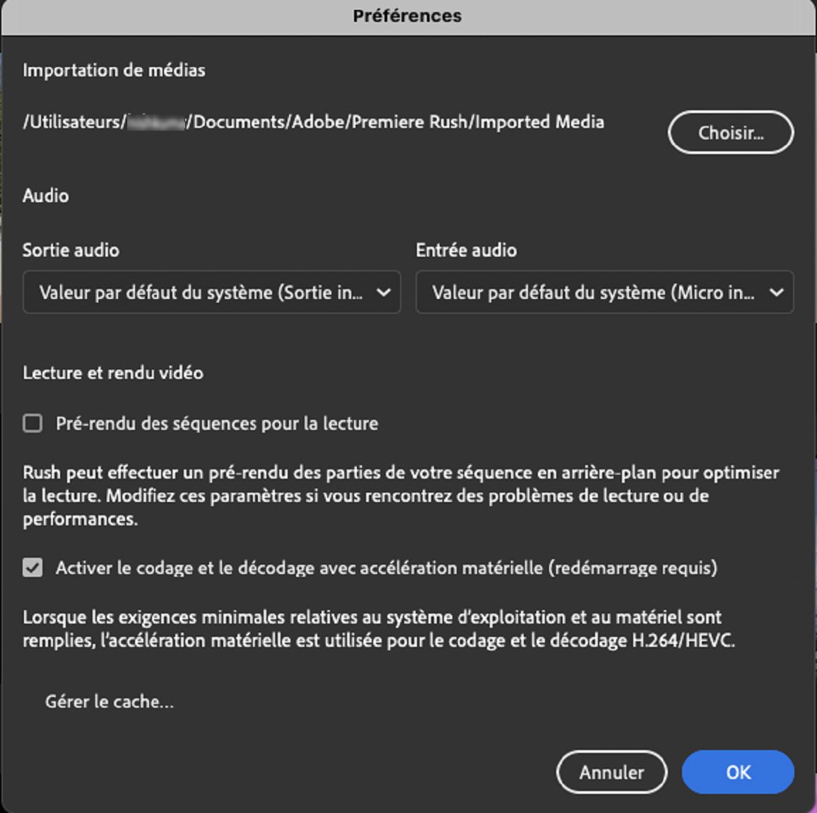 Définition des préférences