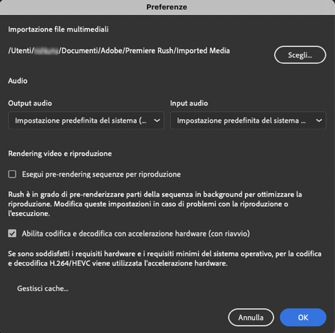 Impostare le preferenze