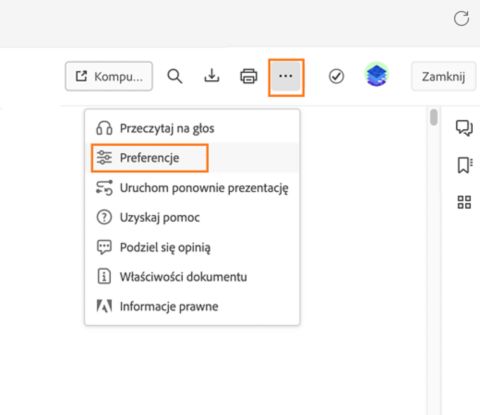 Preferencje programu Acrobat