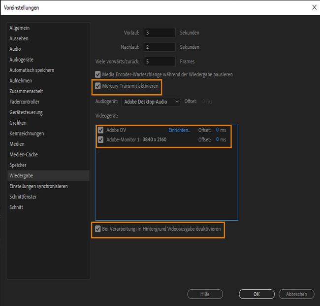 Aktivieren der Voreinstellungen zum Anzeigen von Video auf einem zweiten Monitor